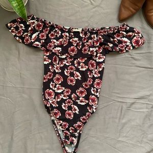 Boutique Floral Off-the-Shoulder Bodysuit